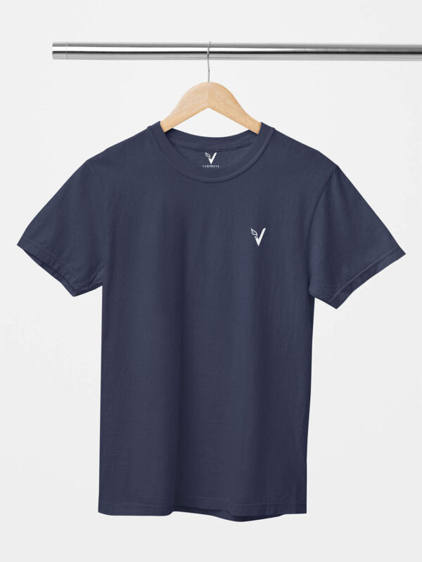 Navy Blue Classic Plain Round Neck T-Shirt for Unisex