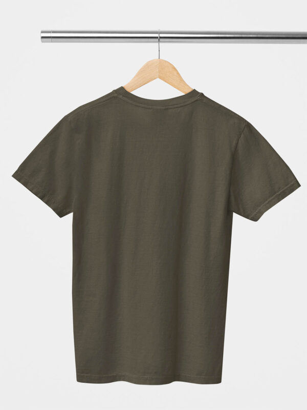 Olive Green Classic Plain Round Neck T-Shirt for Unisex - Image 2