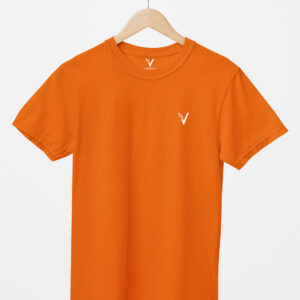 Orange Classic Plain Round Neck T-Shirt for Unisex