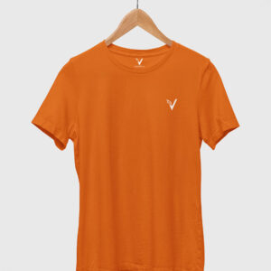Orange Classic Plain Round Neck T-Shirt for Women