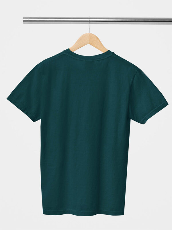 Petrol Blue Classic Plain Round Neck T-Shirt for Unisex - Image 2