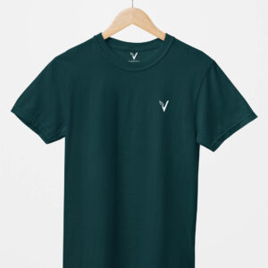 Petrol Blue Classic Plain Round Neck T-Shirt for Unisex