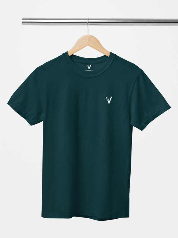 Petrol Blue Classic Plain Round Neck T-Shirt for Unisex