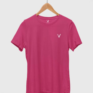 Pink Classic Plain Round Neck T-Shirt for Women