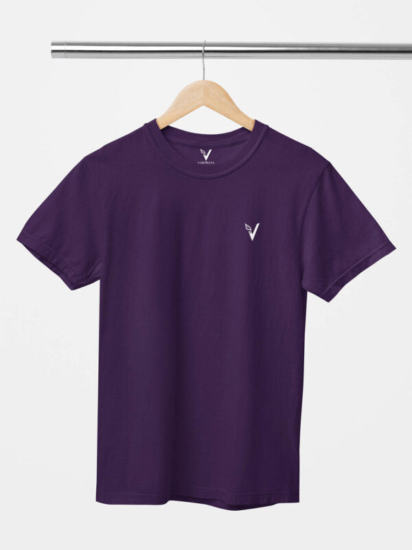 Purple Classic Plain Round Neck T-Shirt for Unisex
