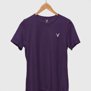 Purple Classic Plain Round Neck T-Shirt for Women