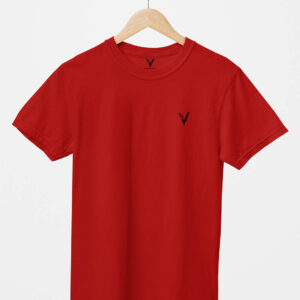Red Classic Plain Round Neck T-Shirt for Unisex