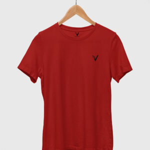 Red Classic Plain Round Neck T-Shirt for Women