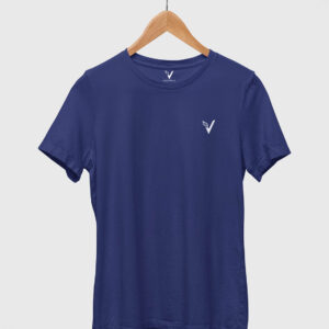Royal Blue Classic Plain Round Neck T-Shirt for Women
