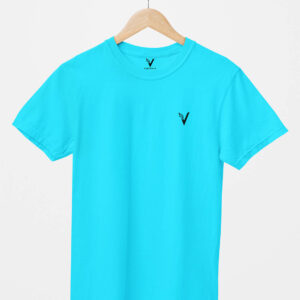 Sky Blue Classic Plain Round Neck T-Shirt for Unisex