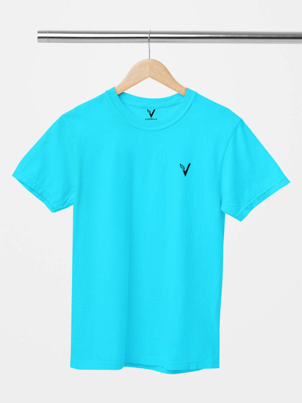 Sky Blue Classic Plain Round Neck T-Shirt for Unisex