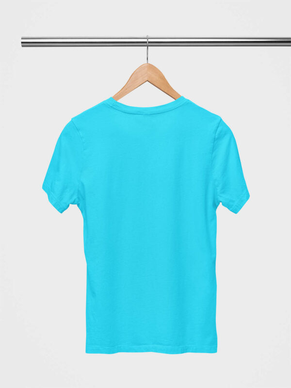 Sky Blue Classic Plain Round Neck T-Shirt for Women - Image 2