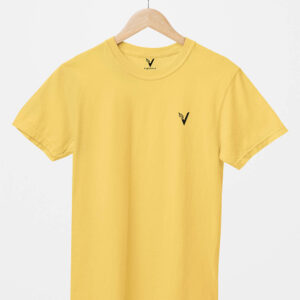 Yellow Classic Plain Round Neck T-Shirt for Unisex