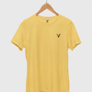 Yellow Classic Plain Round Neck T-Shirt for Women