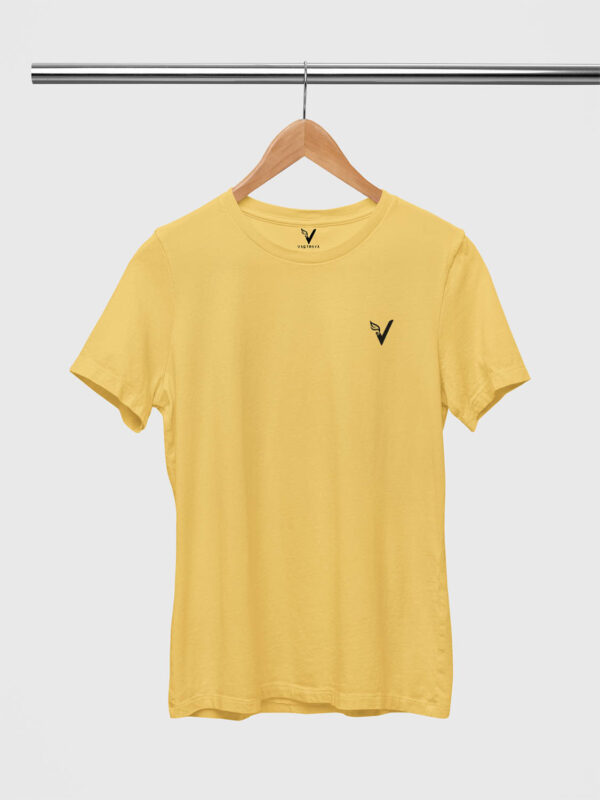 Yellow Classic Plain Round Neck T-Shirt for Women