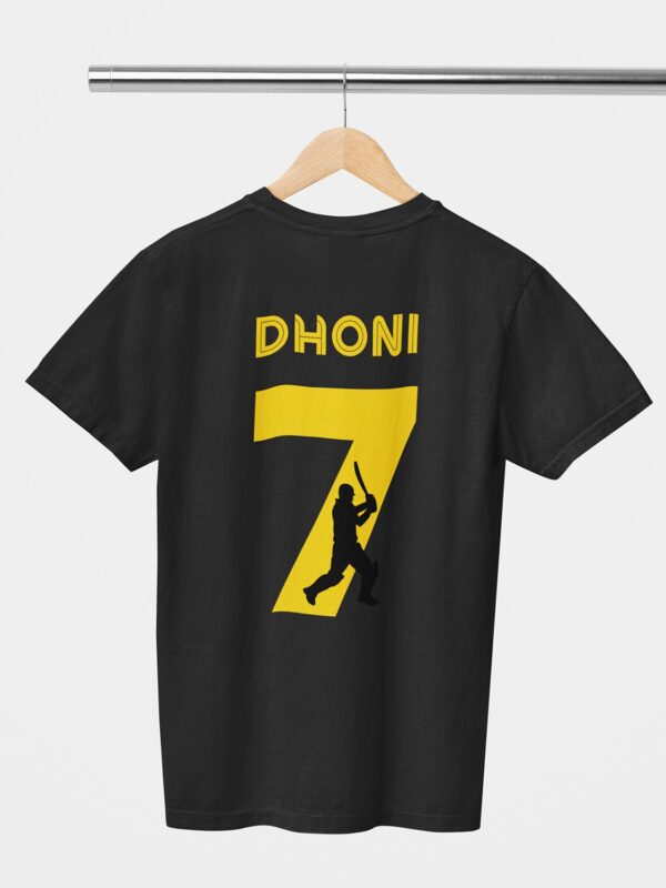 Dhoni 7 Batting Unisex T-Shirt (Back Printed) - Image 5