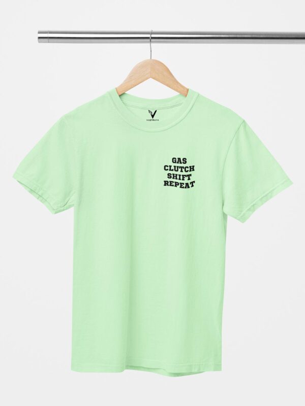 Gas Clutch Shift Repeat Design Printed Unisex T-Shirt - Image 3