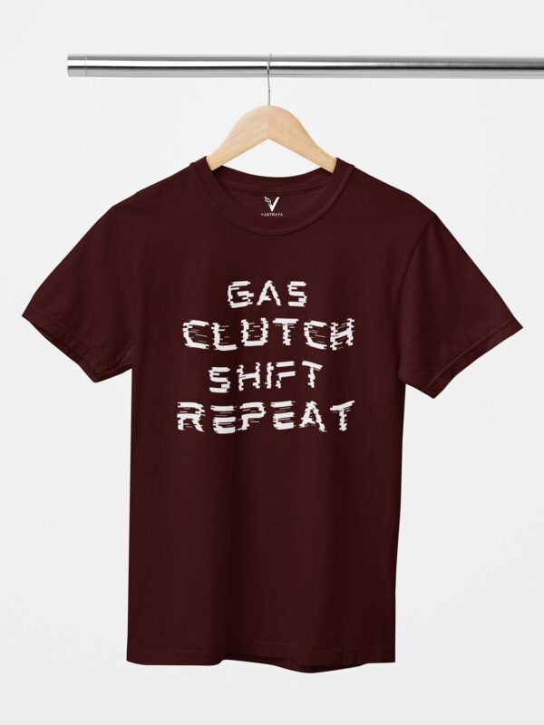 Gas Clutch Shift Repeat Glitch Design Printed Unisex T-Shirt - Image 2
