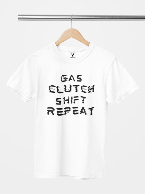 Gas Clutch Shift Repeat Glitch Design Printed Unisex T-Shirt - Image 8