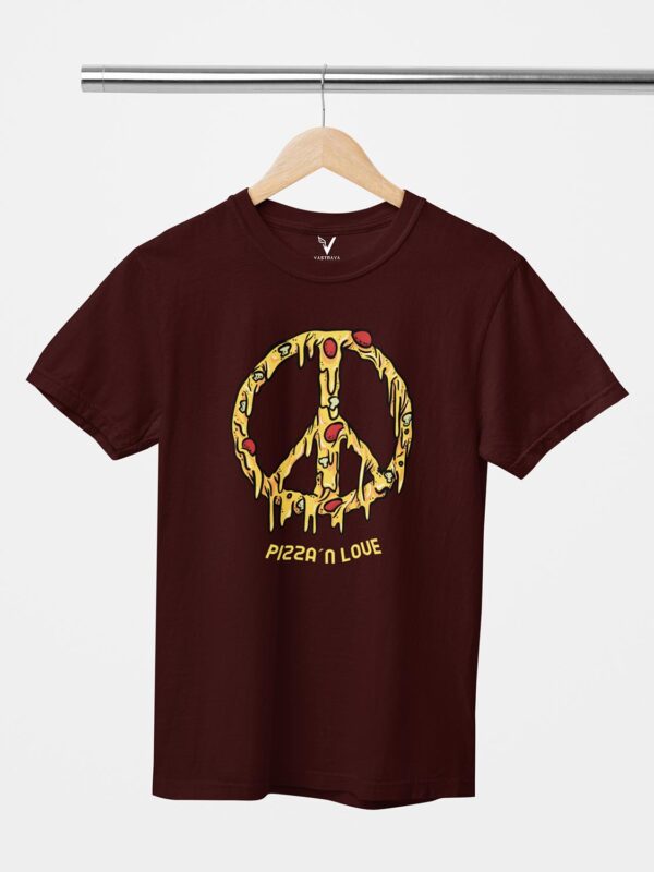 Pizza and Love Foodie Design Printed Unisex T-Shirt - Image 3