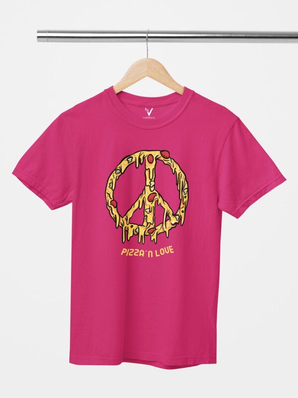 Pizza and Love Foodie Design Printed Unisex T-Shirt - Image 5