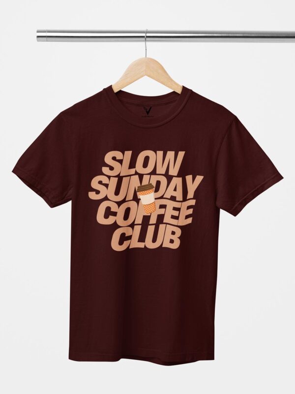 Slow Sunday Coffee Club Design Printed Unisex T-Shirt