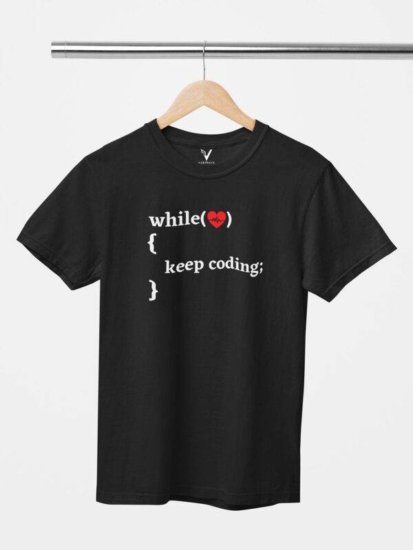 While Heart Beat, Keep Coding Unisex T-Shirt - Image 3
