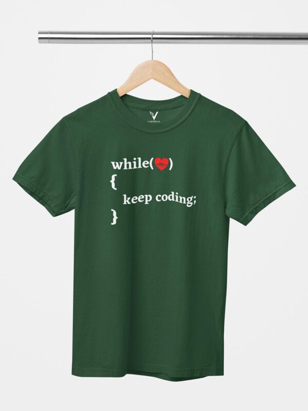 While Heart Beat, Keep Coding Unisex T-Shirt - Image 4