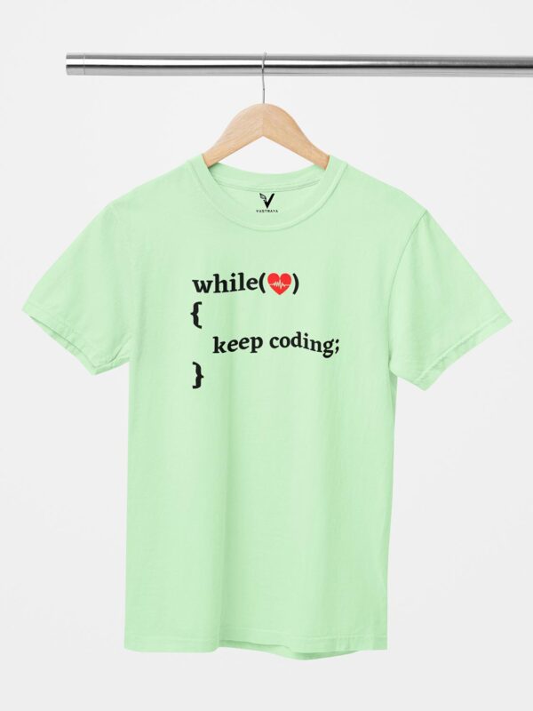 While Heart Beat, Keep Coding Unisex T-Shirt - Image 5